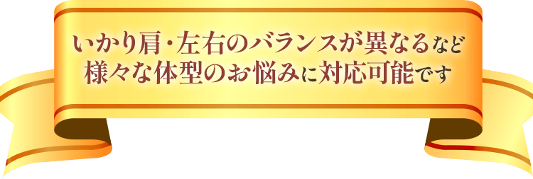 いかり肩・左右のバランスが異なるなど様々な体型のお悩みに対応可能です