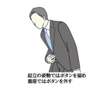 スーツの上着の着こなし方とは?スーツ上着の基本マナーとは?ボタンは立つときに留めて座るときに外す